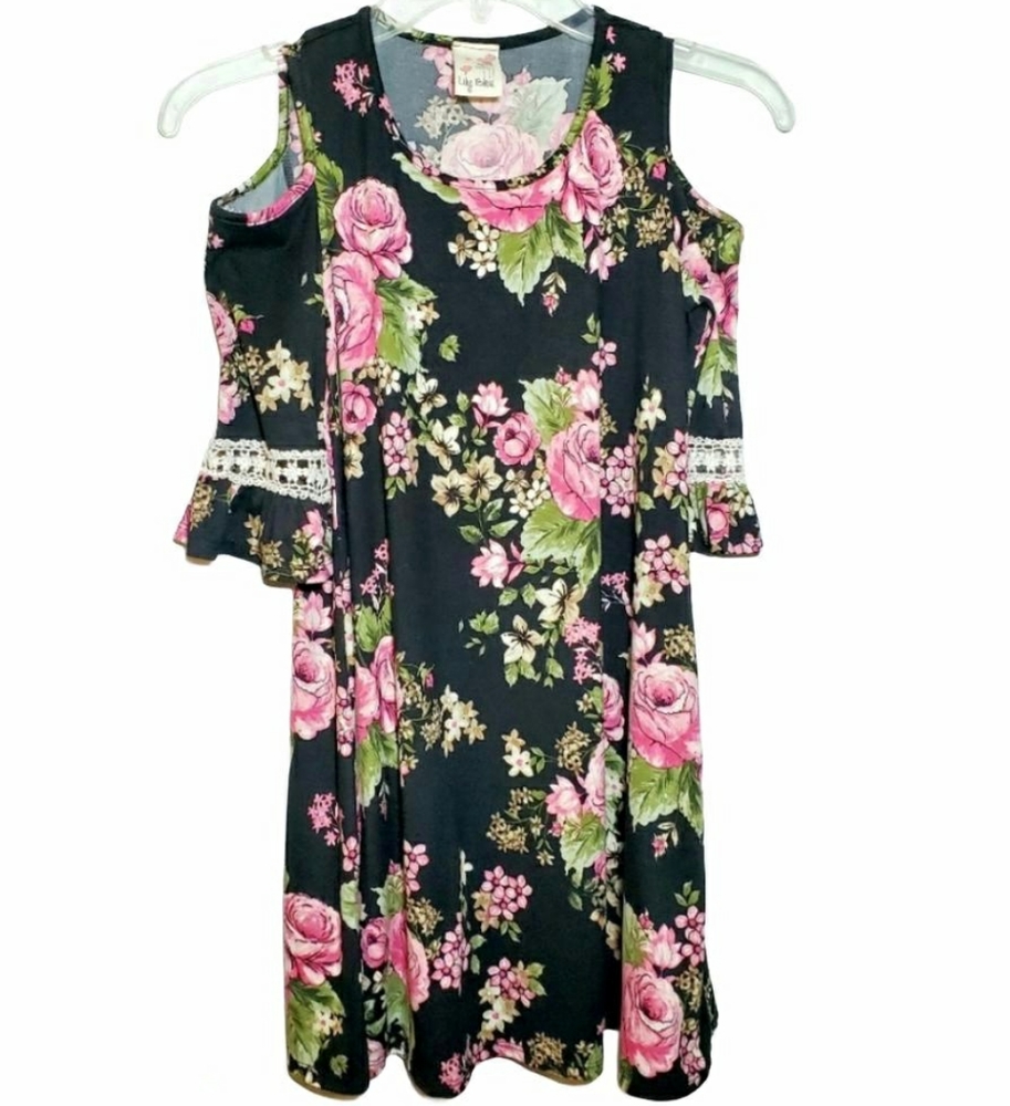 Floral Cold Shoulder Skater Dress by Lily Bleu Size 8